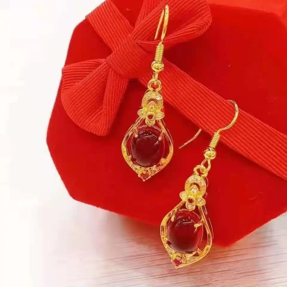 

Женские серьги Lucky Bead с длинной кисточкой, золото 24 карата AU999, подчеркивающая лицо кисточка, акцент из бисера, роскошное качество 24 карата
