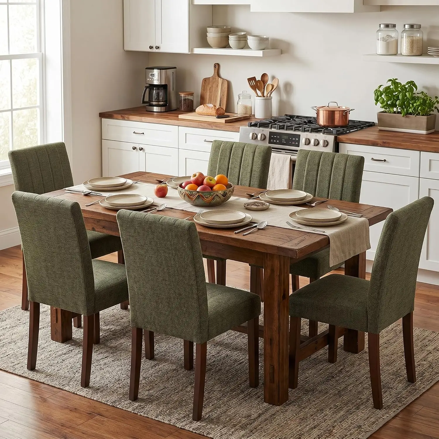 Upholstered Dining Chairs Set of 6,Button Tufted Parsons Chairs