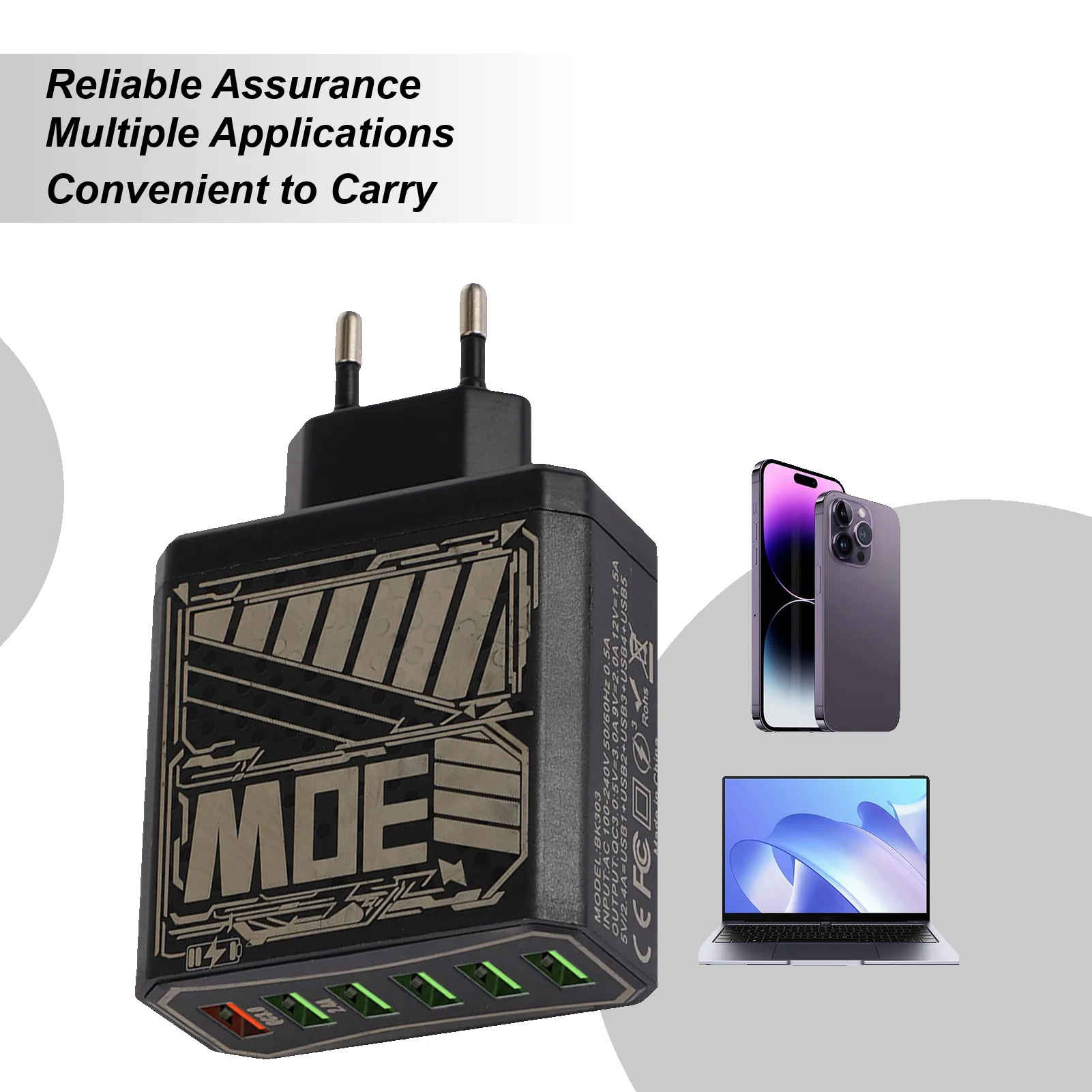 

6USB 3,0 быстрое зарядное устройство для мобильного телефона, многопортовое настенное зарядное устройство с европейской вилкой, USB-разъем для телефона, планшета