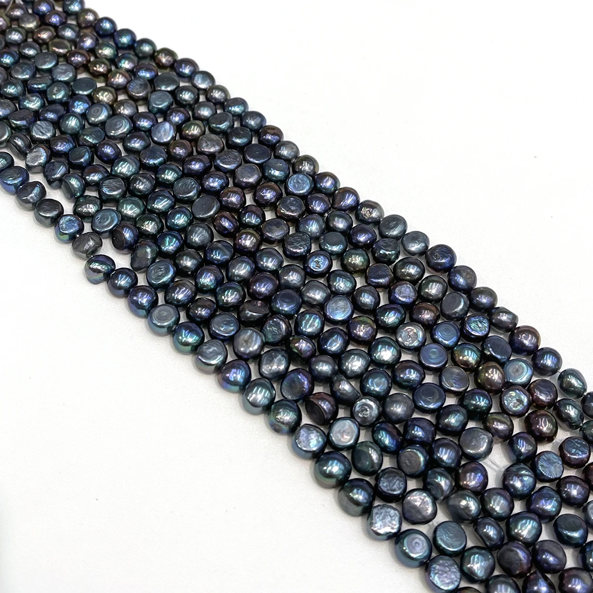 Natural Freshwater Black Pearl Straight Holes Polished Sides Flat 9–10 mm Jewelry Make DIY Necklace Bracelet Earring Accessory