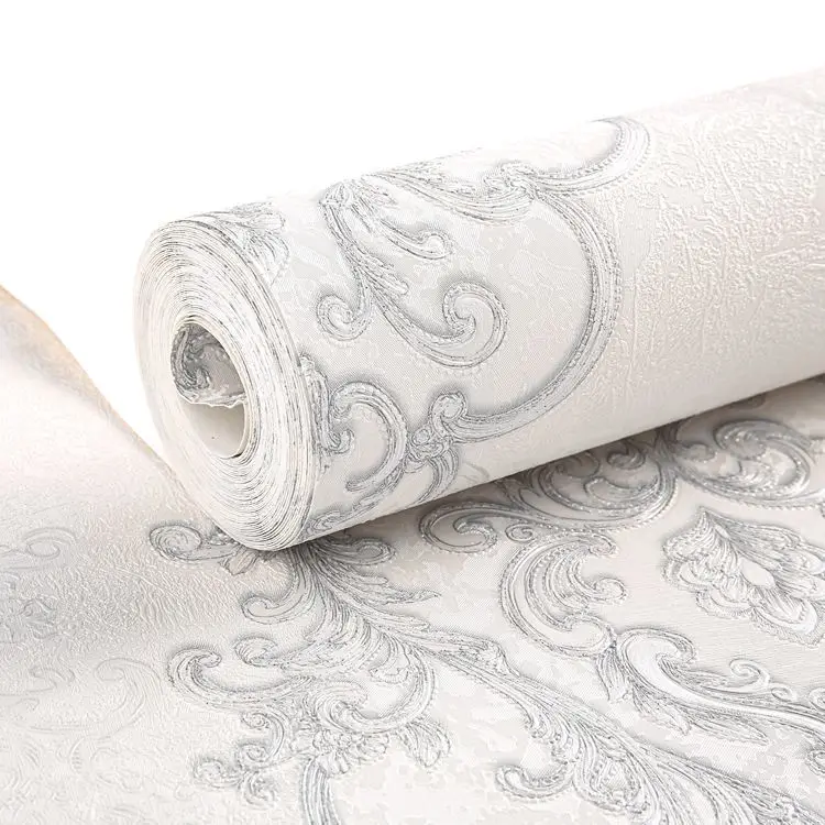European Style 3D Damask Pearl Powder Non-Woven Wallpaper Roll  Bedroom Living Room Tv Background Wallpaper Beige 0.53m*10m=5.3㎡