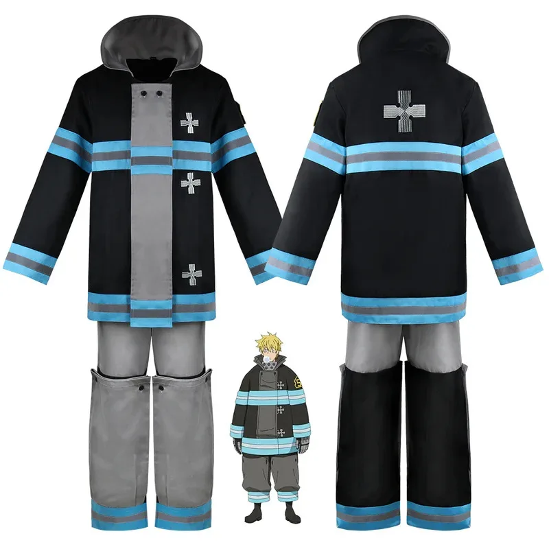 

Shinra Kusakabe Пальто Брюки Куртки Force Косплей Костюм Enen no Shouboutai Fire Brigade Asa Boiru Униформа Мужчины Мальчики; 6'x,9;y'
