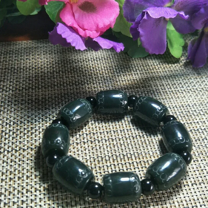 Natural Hetian Jade Bucklet bead Domineering Jade Bracelet Jewelry Lucky Auspicious Amulet Fine Jewelry Jade Bracelet