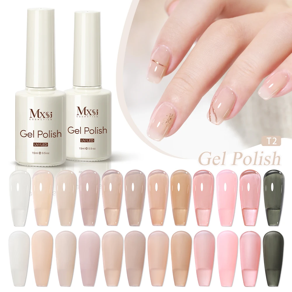 

Mxsi 12pcs Jelly Nude Gel Nail Polish Set 120 Colors Semi Transparent Nail Art Supplies Soak off UV LED Nails Gel Varnish Kit