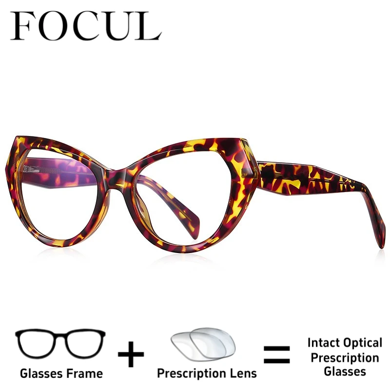 FOCUL Women European Trend Cat Eye Eyeglasses TR90 Frame Anti Blue Light HD Computer Eyewear Customization Prescription Glasses