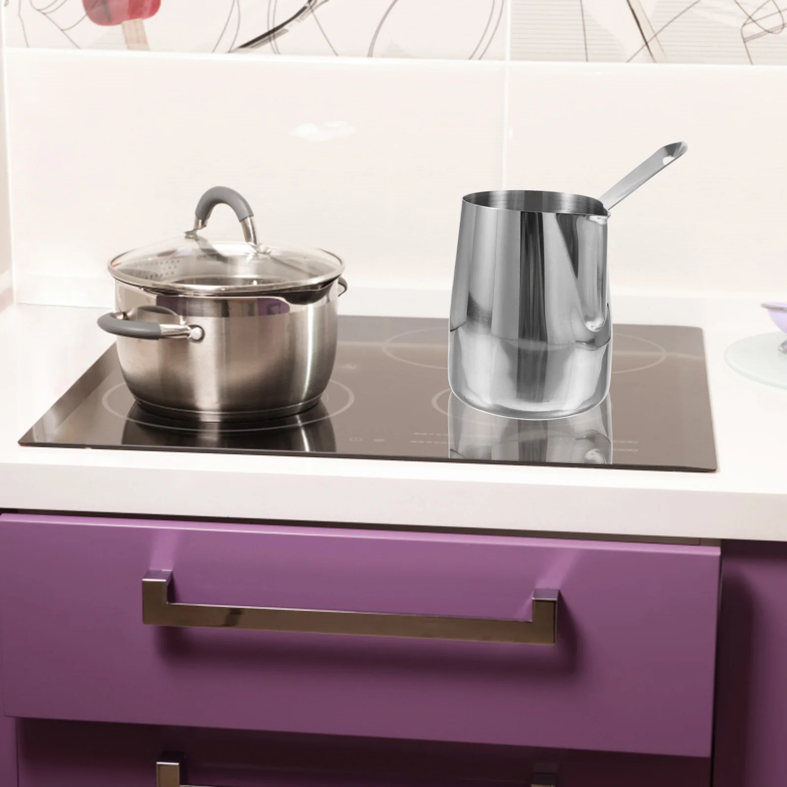 

304 Stainless Steel Milk Pitcher Sturdy Handled Coffee Frothing Jug Multi-Use Home Restaurant Steaming Cup Anti-Rust Design