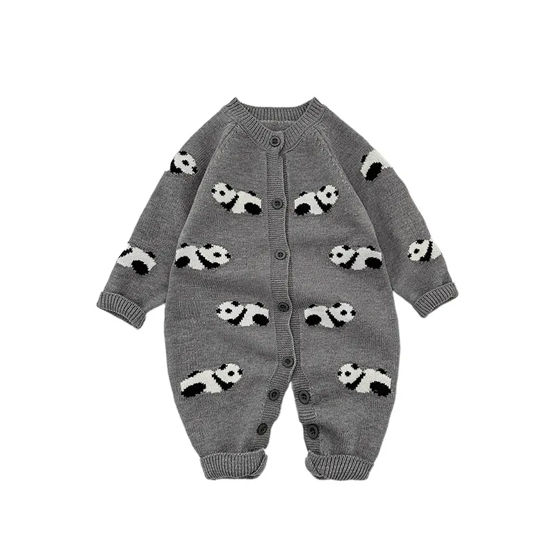 2025 Baby Autumn/Winter Cute Knitted Thick Single Row Button Warm Cartoon Pattern Climbing Clothes 5