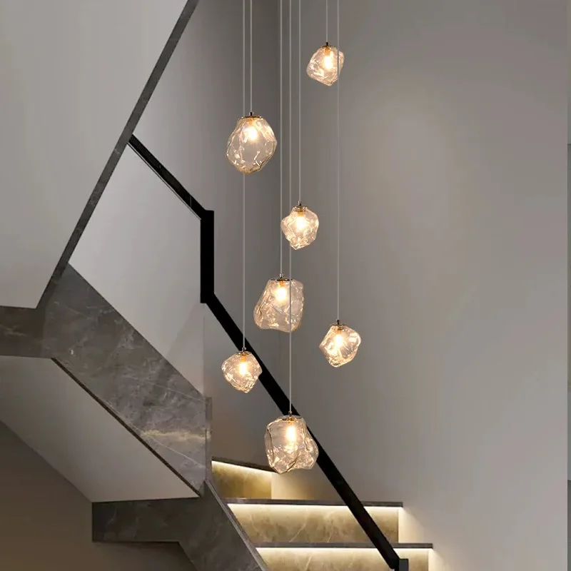 American-style transparent glass chandelier, suitable for living rooms, ceiling pendant lamp, smoky grey lustre dimmable