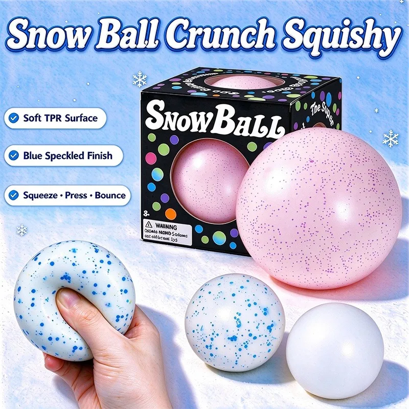 Snow Ball Squishy Fidget Sensory Toy Anxiety Relief Stress Ball Non‑toxic Quick Rebound Dough Filled for Autism Squeeze Toys