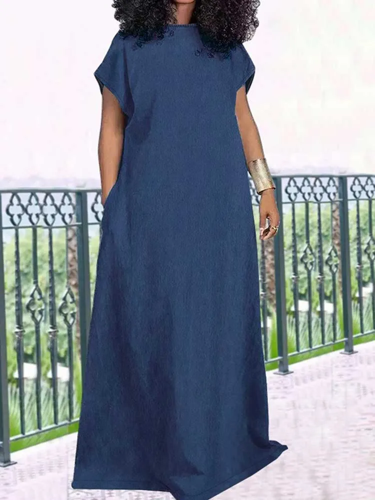 

Women's Dresses Plus Size Backless V Summer Straight Dresses Maxi Length Elegant Denim Clothes Dress Wholesale Dropshipping