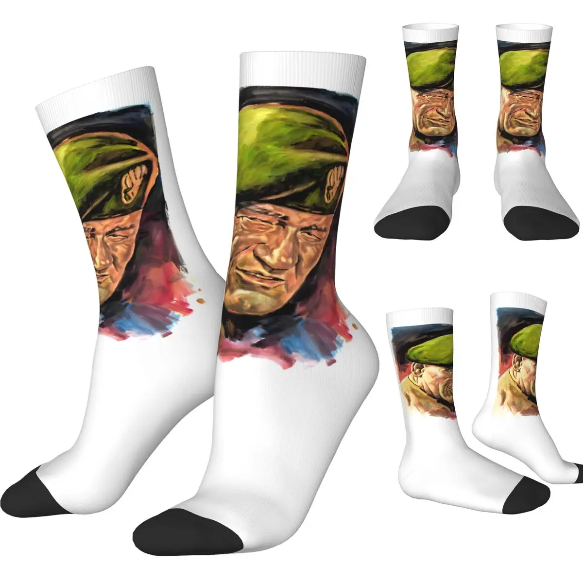 John Wayne Stockings Green Berets Graphic Harajuku Socks Winter Anti Skid Socks Men Outdoor Sports Comfortable Socks