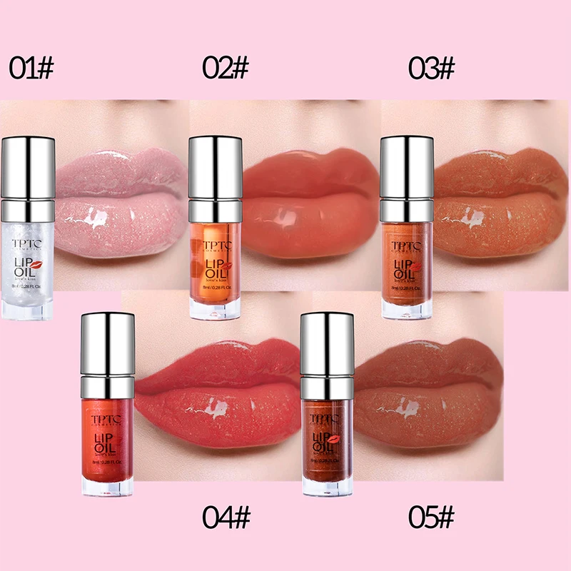 Aceite nutritivo para labios con acabado brillante y un toque de color, bálsamo labial hidratante, brillo de labios de vidrio, lápiz labial antiadherente