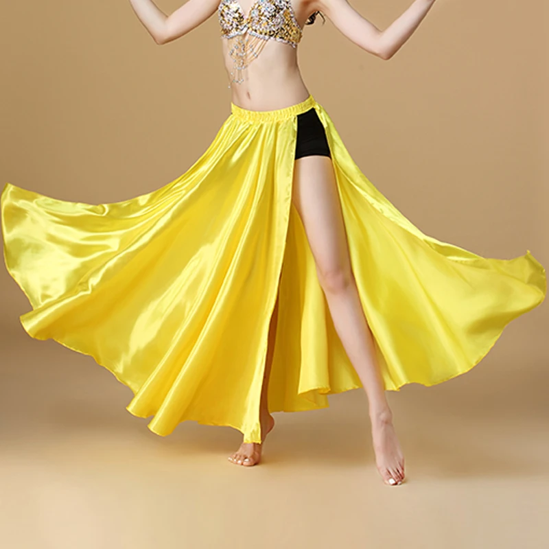 Performance Belly Dance Costume Saint Skirt 2-Sides Slit Skirt Sexy Women Oriental Belly Dance Skirt Female Dance Open Hem Skirt