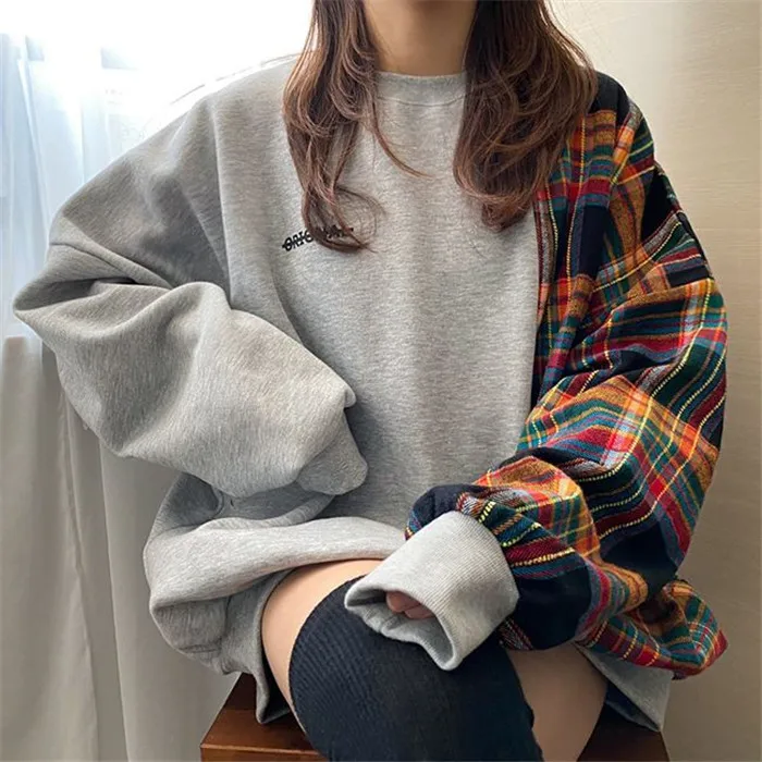 Chic round Ne Letter Print Loose Bubble Sve Hoodie Women's Commute Sle Casual Loose Fit Spring Autumn Winter Sweater