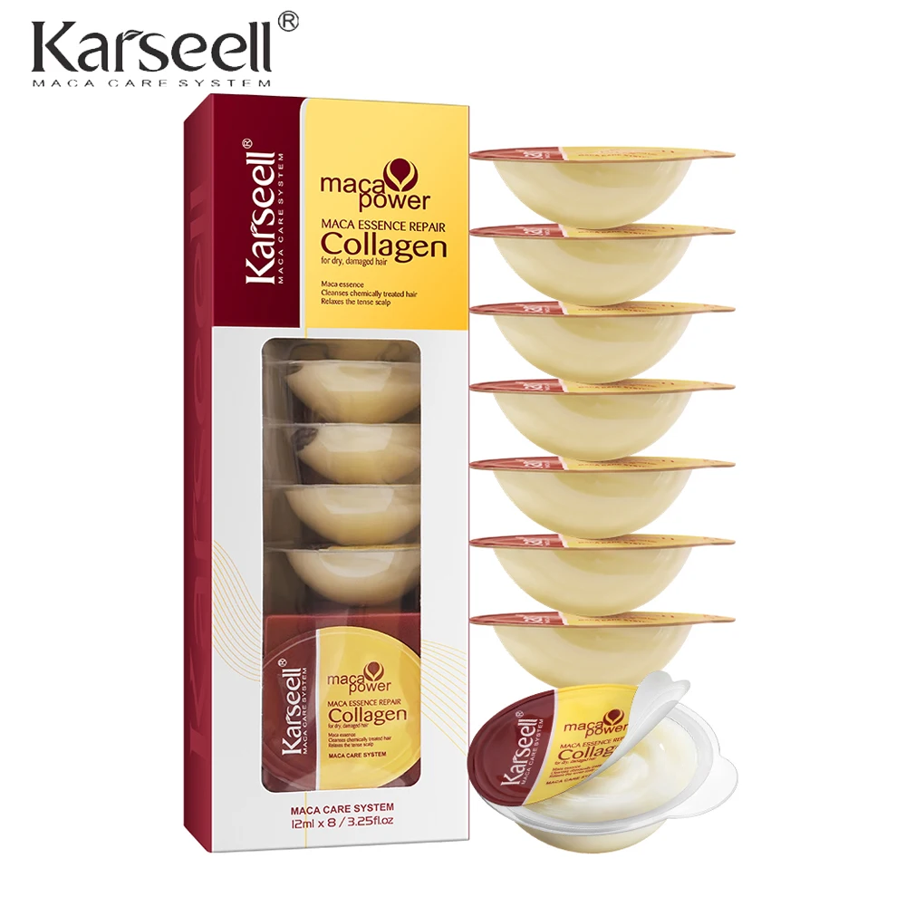Karseell 8 Pack Collagen Hair Mask for Dry Damaged Hair Argan Oil Travel-Size Collagen Hair Treatment Deep Repair Conditioning