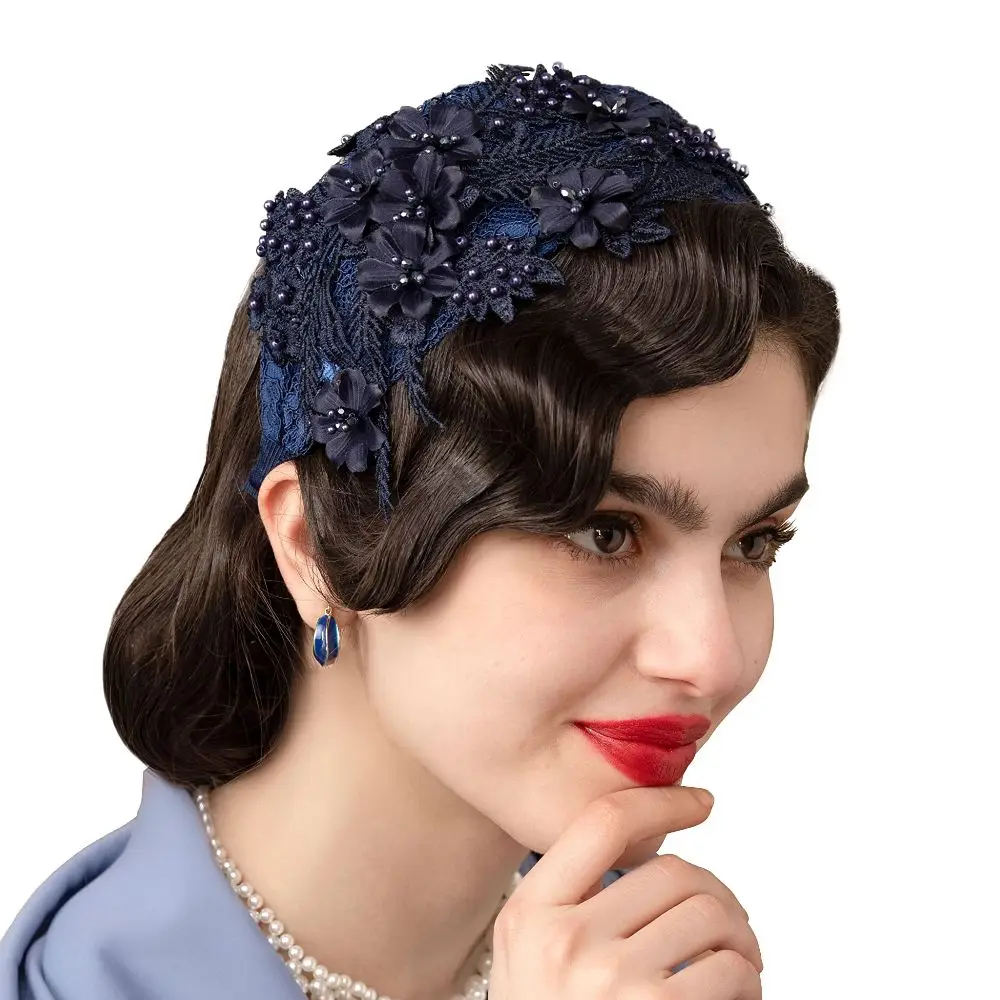 New Lace Fascinators Headband for Women Tea Party Hat Brides Birdcage Veil Headband 1920s 50s Accessories Church Hats Headwear