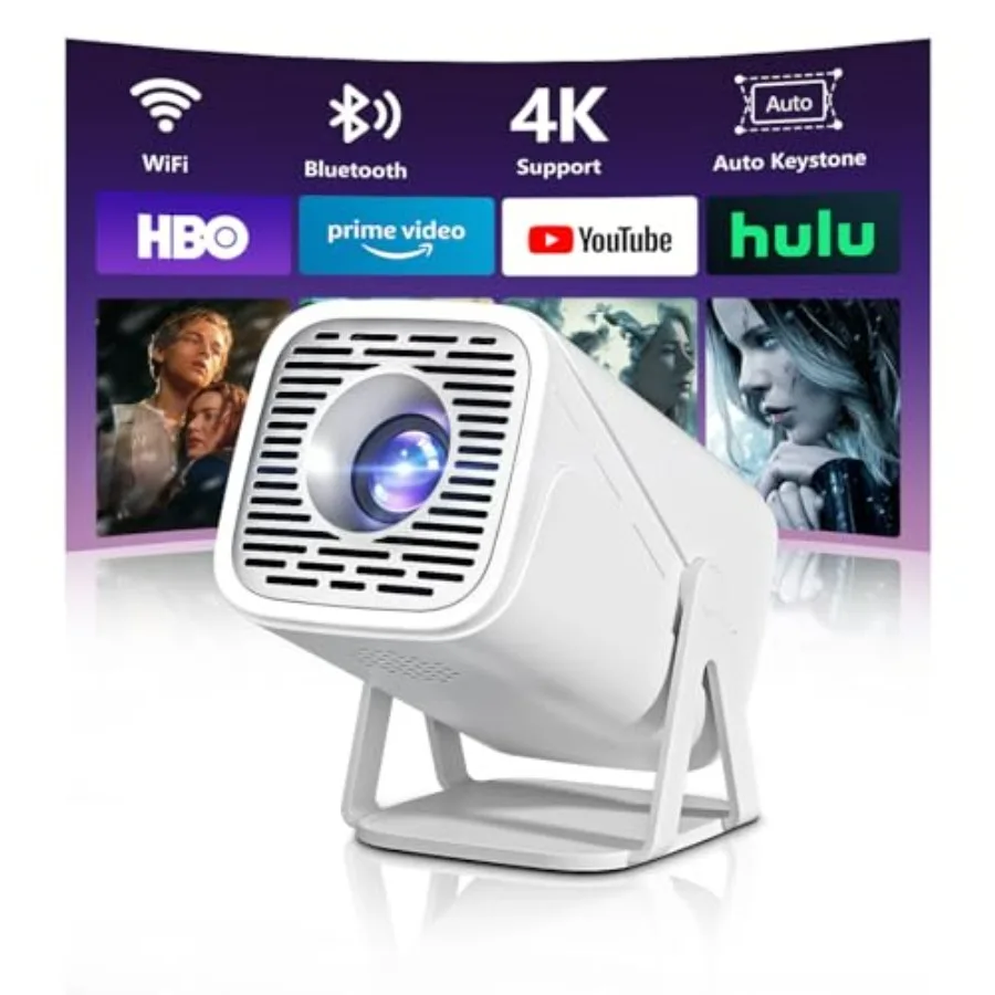

Портативный мини-проектор с Wi-Fi и Bluetooth, поддержка 4K, Full HD 1080P, Android-система, встроенные приложения для просмотра фильмов в спальне и на улице