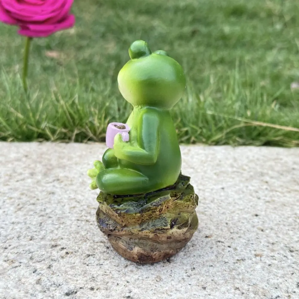 Ornement de bureau en résine, figurine de grenouille de dessin animé, sculpture animale créative, miniatures mignonnes imperméables, figurine pour bonsaï