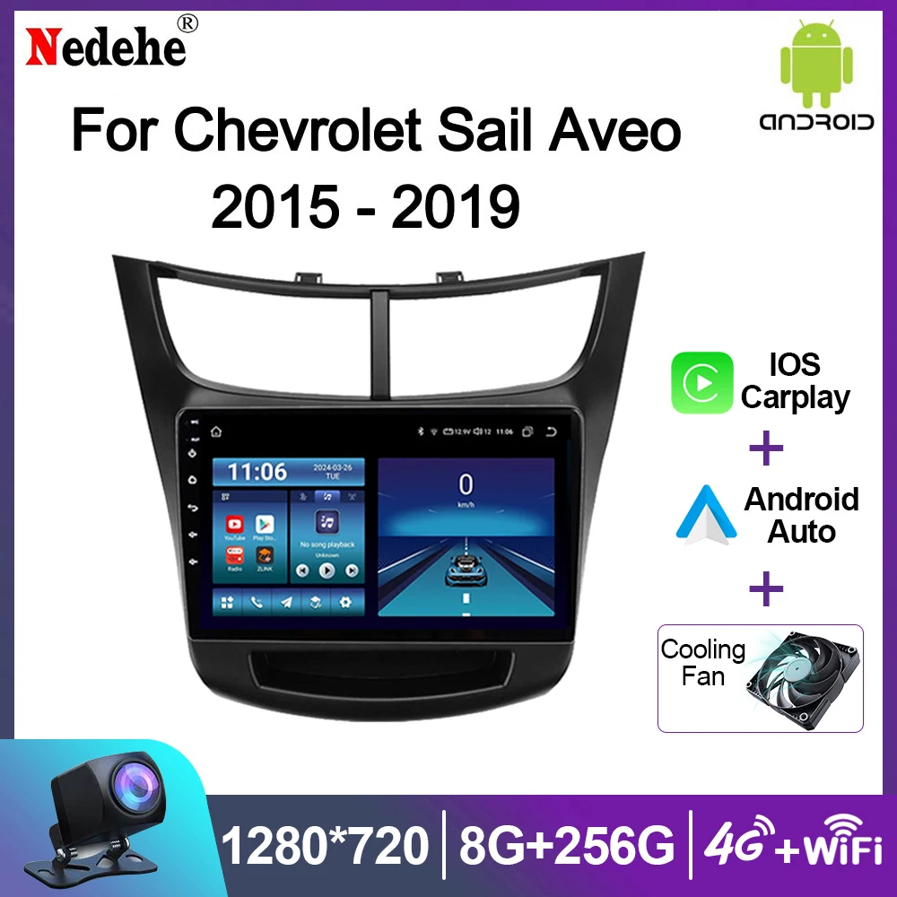 Android 14 Carplay Auto For Chevrolet Sail Aveo 2015 - 2019 Car Radio Multimedia Video Player 2din Stereo Navigation GPS 4G DSP