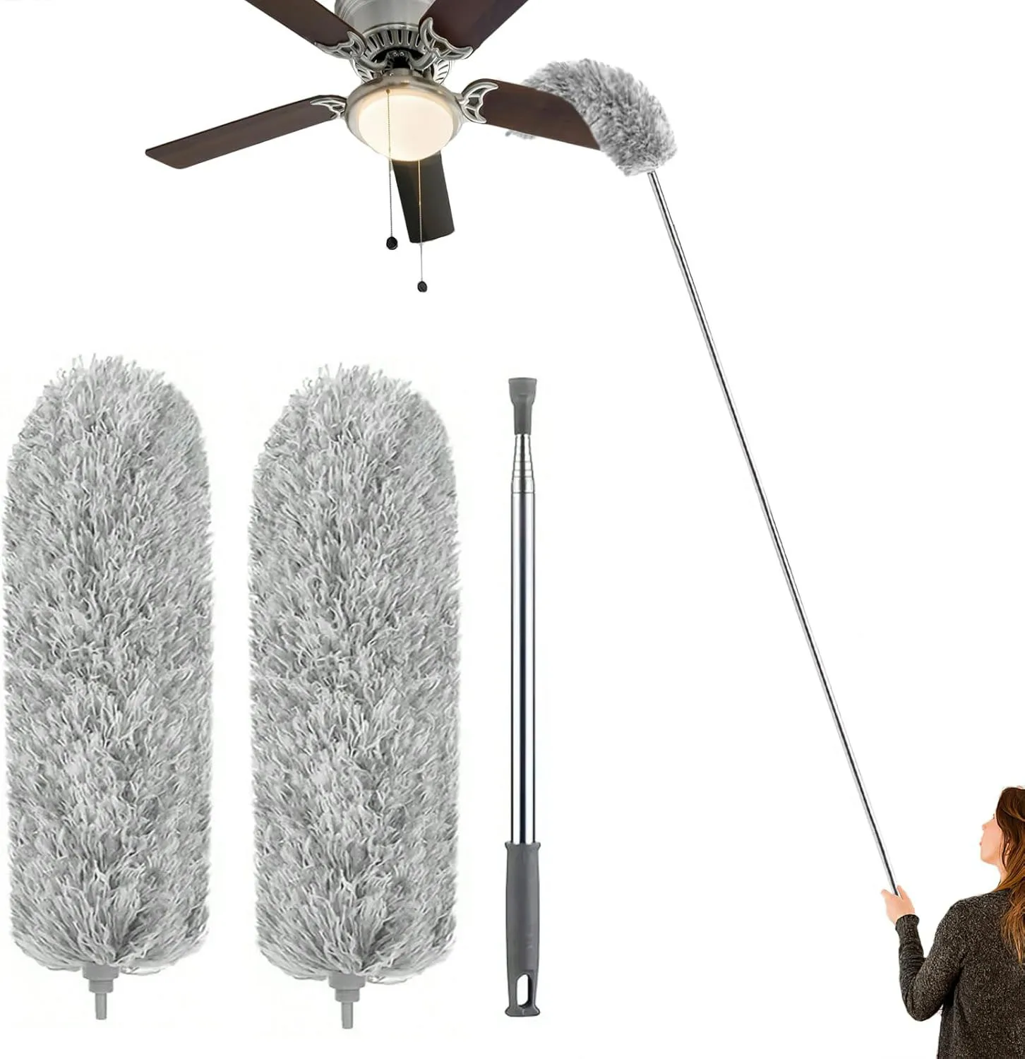 Feather Duster for Cleaning Extendable - Feather Duster for Cleaning The Indoor. 96.85 in Long Duster with Extension Pole for Cl
