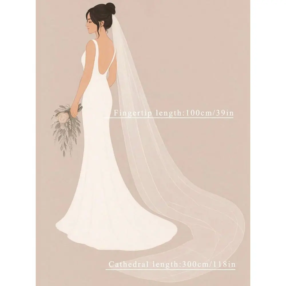 

Veil Bride Wedding Veils 1 Tier Bridal Long Tulle Chapel Veils For Women