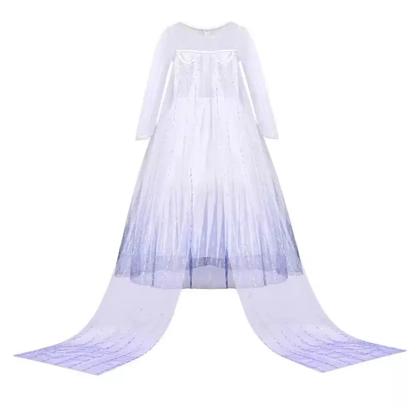 Crianças cosplay elsa congelado branco princesa longa malha bonito vestido para menina natal carnaval roupas conjunto vestido de baile 2-10y