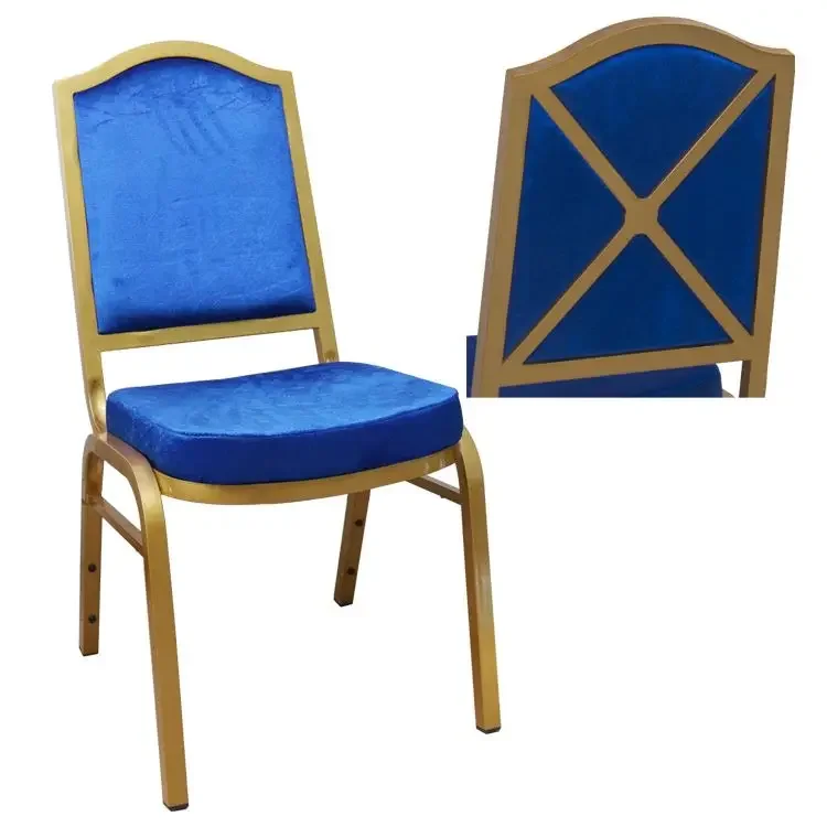 Chair for church  Luxury Stackable Rental Gold Metal  Steel Wedding Banquet Hall Hotel Chairs