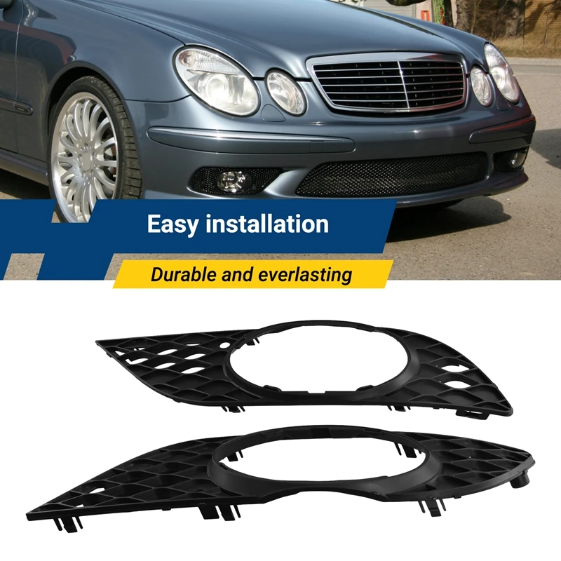 

For Mercedes Benz E Class W211 2006-2009 Front Bumper Fog Light Frame Fog Lamp Grill Grille 2118850522, 2118850622