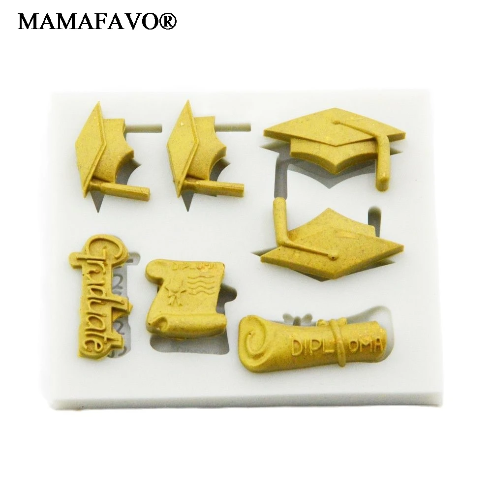 Graduation Hat Silicone Cake Mold Decorating Tools Chocolate Fondant Lace Mould K678