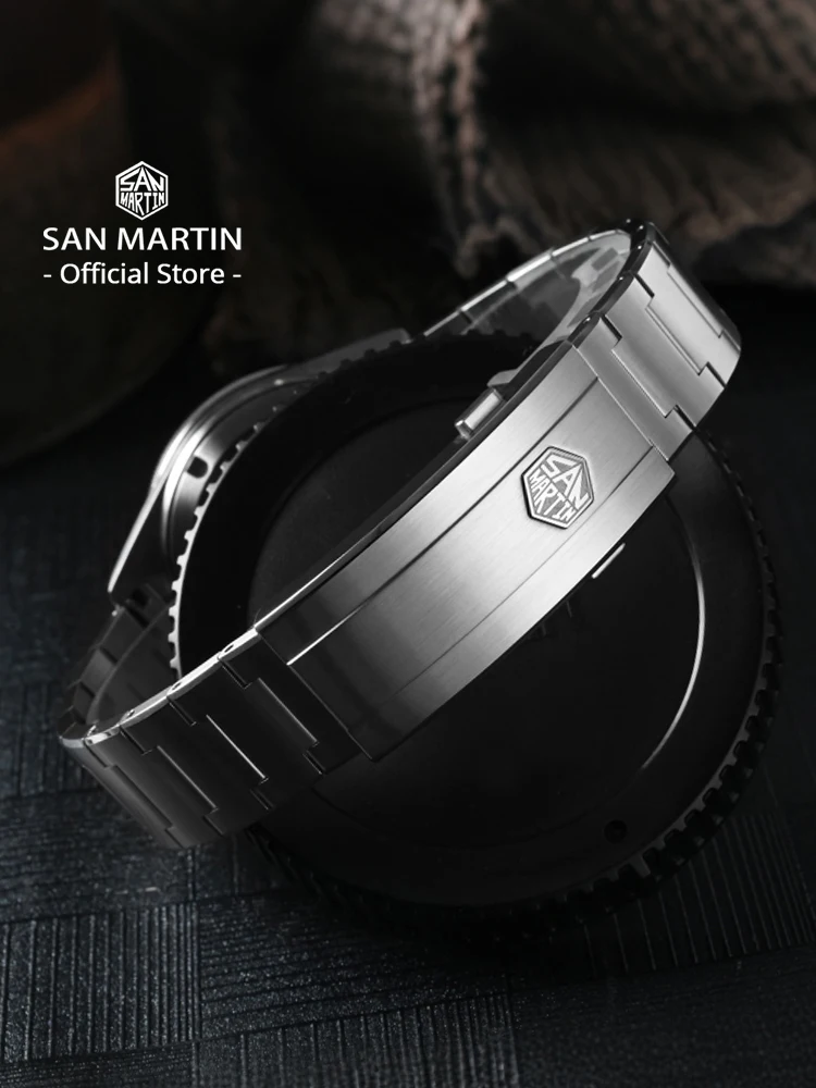 San Martin SN0151 Bracelet 316L Stainless Steel Y Links OTF Adjustable Clasp Watch Parts Strap For 18mm 20mm Dedicated Endlinks