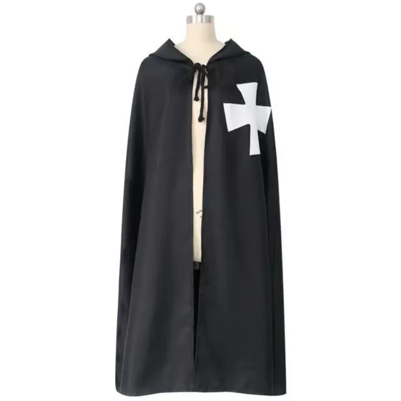 Medieval Crusader Costume Templar Cape Cloak With Hood Men's Renaissance Robe Knight Larp Halloween Outfit For Adult Teen Boys view 6