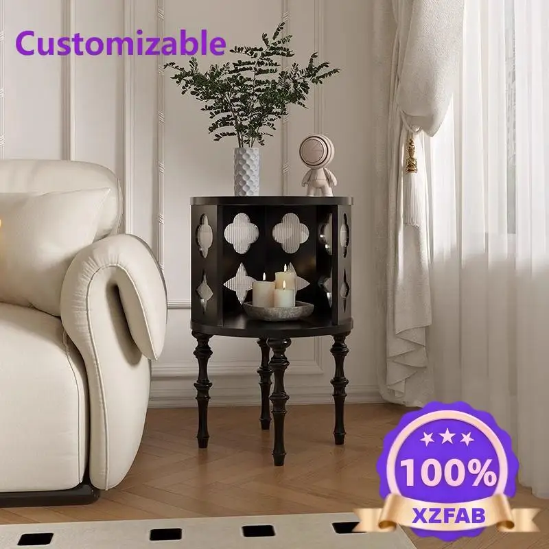 Factory Direct 2026 French retro edge few four-leaf clover solid wood sofa round few storage corner few art bedside table living