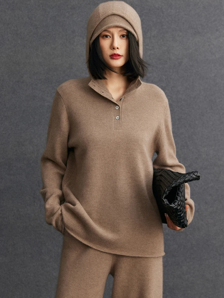 Tloml novo feminino 100% caxemira malha com capuz pulôver camisola casual estilo solto malhas de caxemira outono inverno macio quente topos