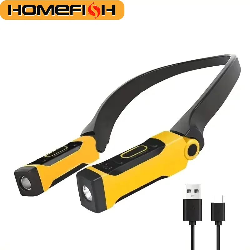 HOMEFISH Rechargeable LED Neck Light Book Light 2 Brightness Levels Bendable Arms for Reading Camping Repairing