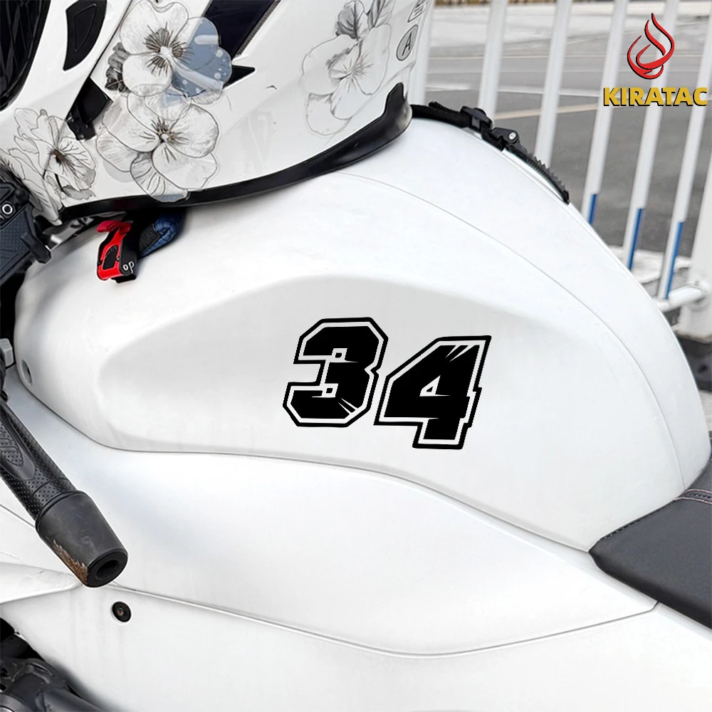 2Pcs Funny Black Number Waterproof Vinyl Motorcycle Stickers Decals For Fairing Helmet Fuel Tank Rear Fender DIY Styling Decor