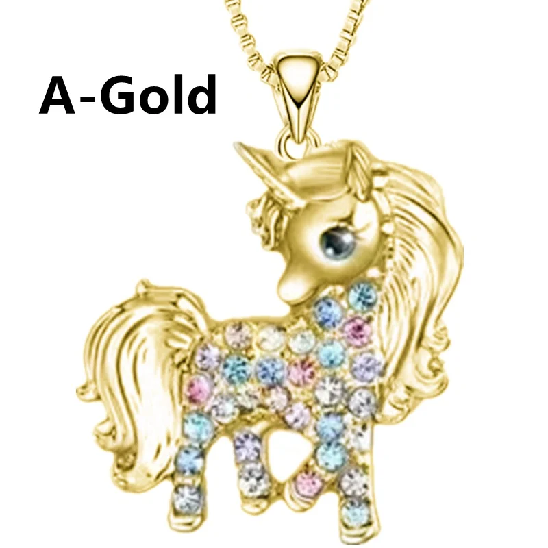 Fashion Creative Unicorn Necklace Zircon Animal Pendant Engagement Necklaces for Women Animal Jewelry Birthday Anniversary Gift