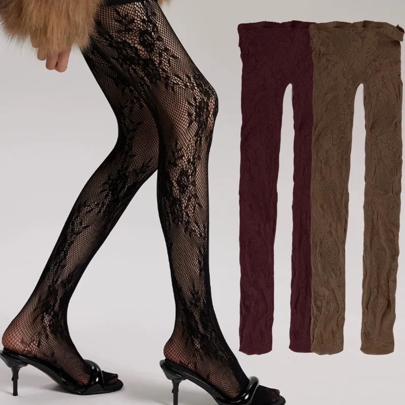 High Quality Maillard Lace Fishnet Tights Elasticity Anti Slip Over Knee Socks Elegant Stockings Legwear Comfort for Sexy Women