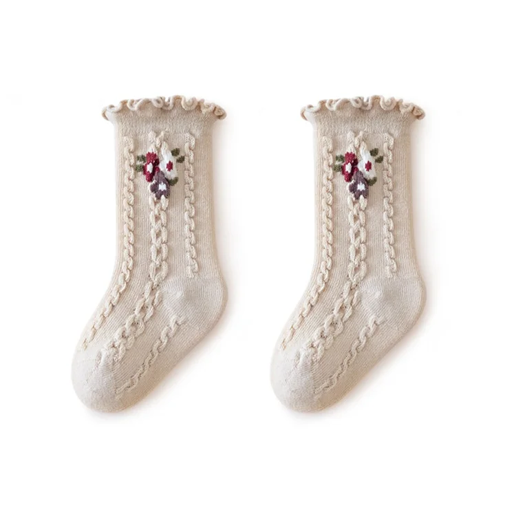 Kinder Socken Für Mädchen Baumwolle Druck Rüschen kinder Mädchen Socken Frühling Herbst Kleinkind Baby Prinzessin Socke 0-8Years Strümpfe Neue – Detail 6