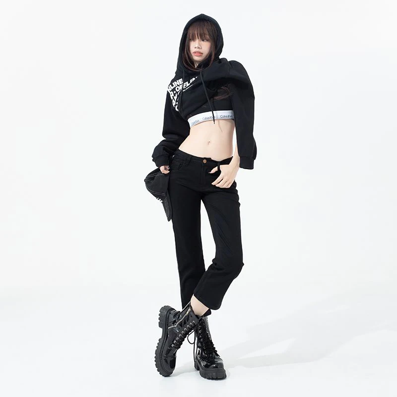 

WCFCX STUDIO Straight Denim Pants Women's Streetwear Casual Jeans Autumn Winter Y2k Harajuku Retro Wide Leg Cropped Pants
