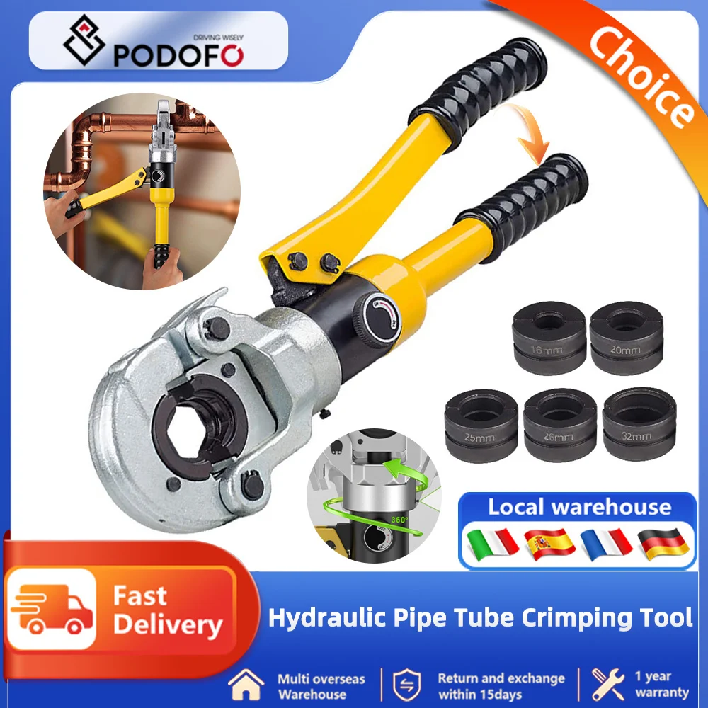 Podofo CW-1632 Plumber Hydraulic Pipe Wrench Aluminum Pipe Stainless Steel Pipe Pressure Pipe Clamp Plumbing Pipe Crimping Tool