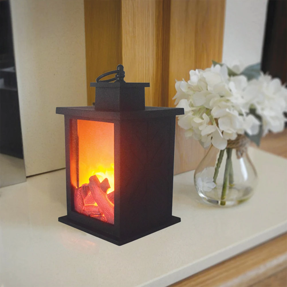 

Portable LED Lantern Decorative Simulation Fireplace Light Square Lighthouse Home Garden Pathway Bedroom Festive Atmosphere Gift