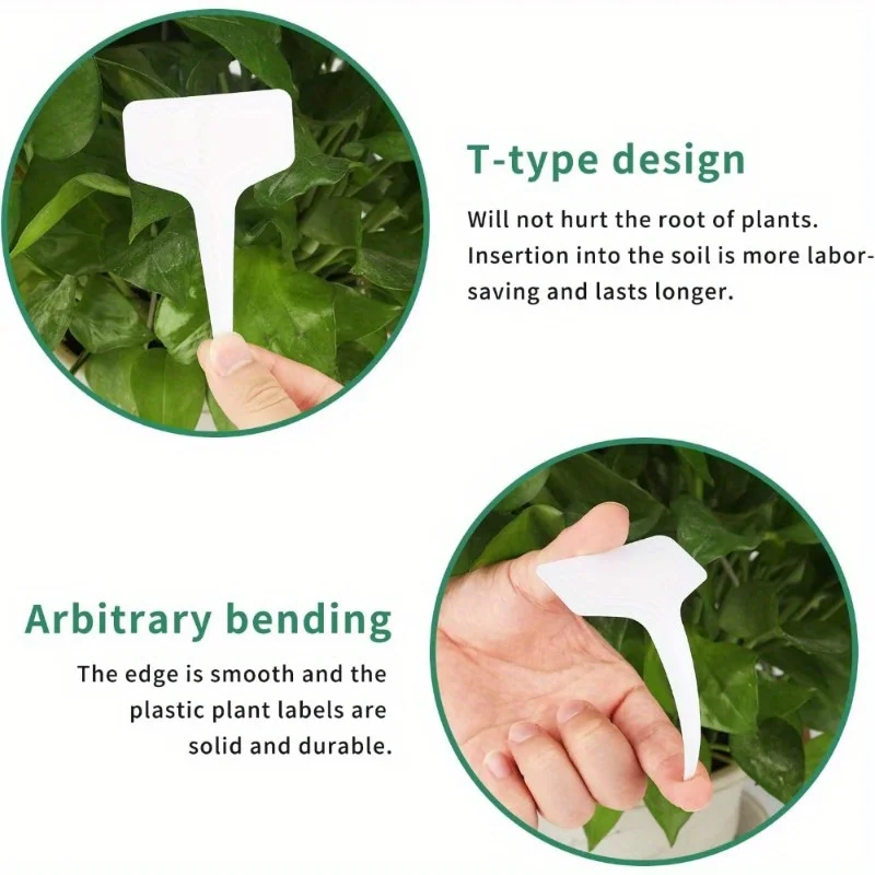 100pcs Reusable T-Shaped Garden Labels - Durable Waterproof Plastic Plant Markers with Easy-to-Write Surface, Plant Markers