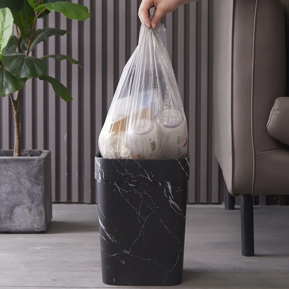 

Marble Texture Plastic Square Trash Can For Home Office Bathroom Kitchen Bedroom Living Room Waste Bin Black