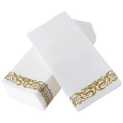 Servilletas de papel doradas de 25 piezas, decoración para cena, boda, despedida de soltera, recepción, fiesta de pulpa de madera virgen, banquete