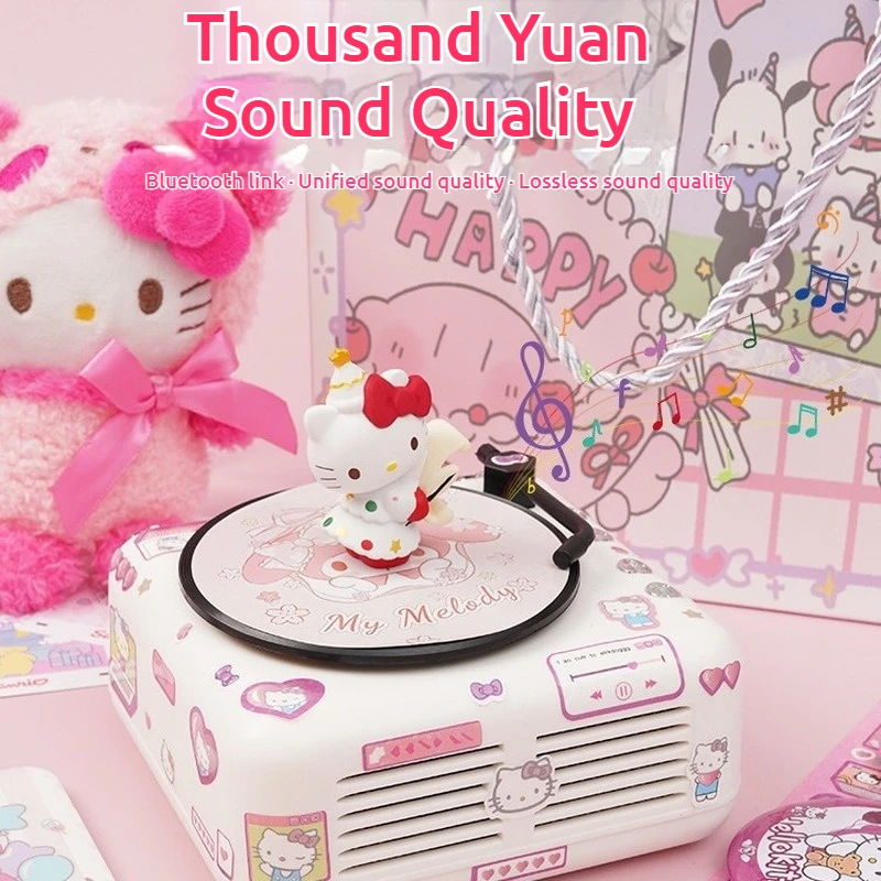 Hello Kitty Record Player Bluetooth Speaker Cute Small Hello Kitty Speaker Birthday Gift Boys And Girls Give To Good Friends