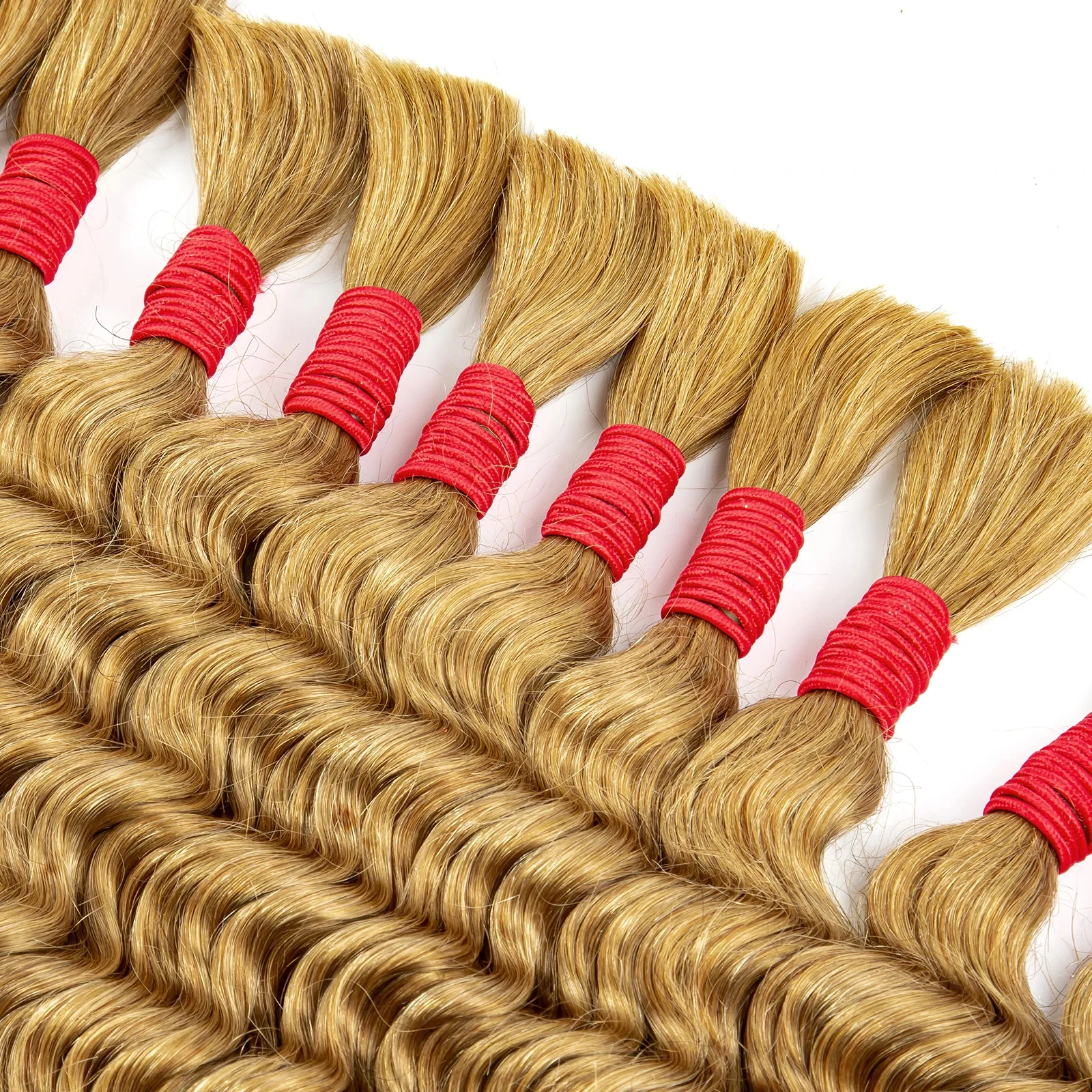 27# Honey Blonde Braiding Human Hair Bulk Brazilian Deep Wave Bulk Human Hair for Braids Virgin Hair Extension 16-28 Inch