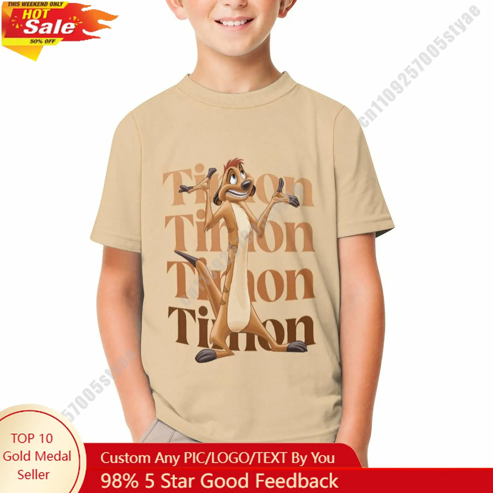 

Timon T Shirt Disney Boy Girl Custom Short Sleeve Top Breathable Soft Casual Cotton Print Summer Crew Neck Children Tee