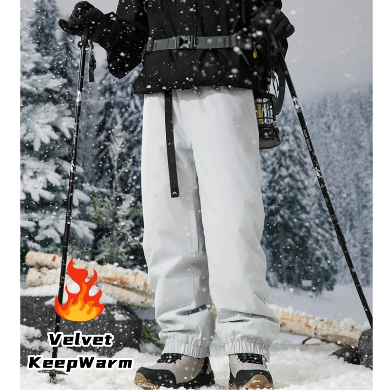 

Winter Plus Ski Pants Windproof Down Pants Cold Resistant 90 White Duck Down Casual Pants Velvet Thick Warm Waterproof