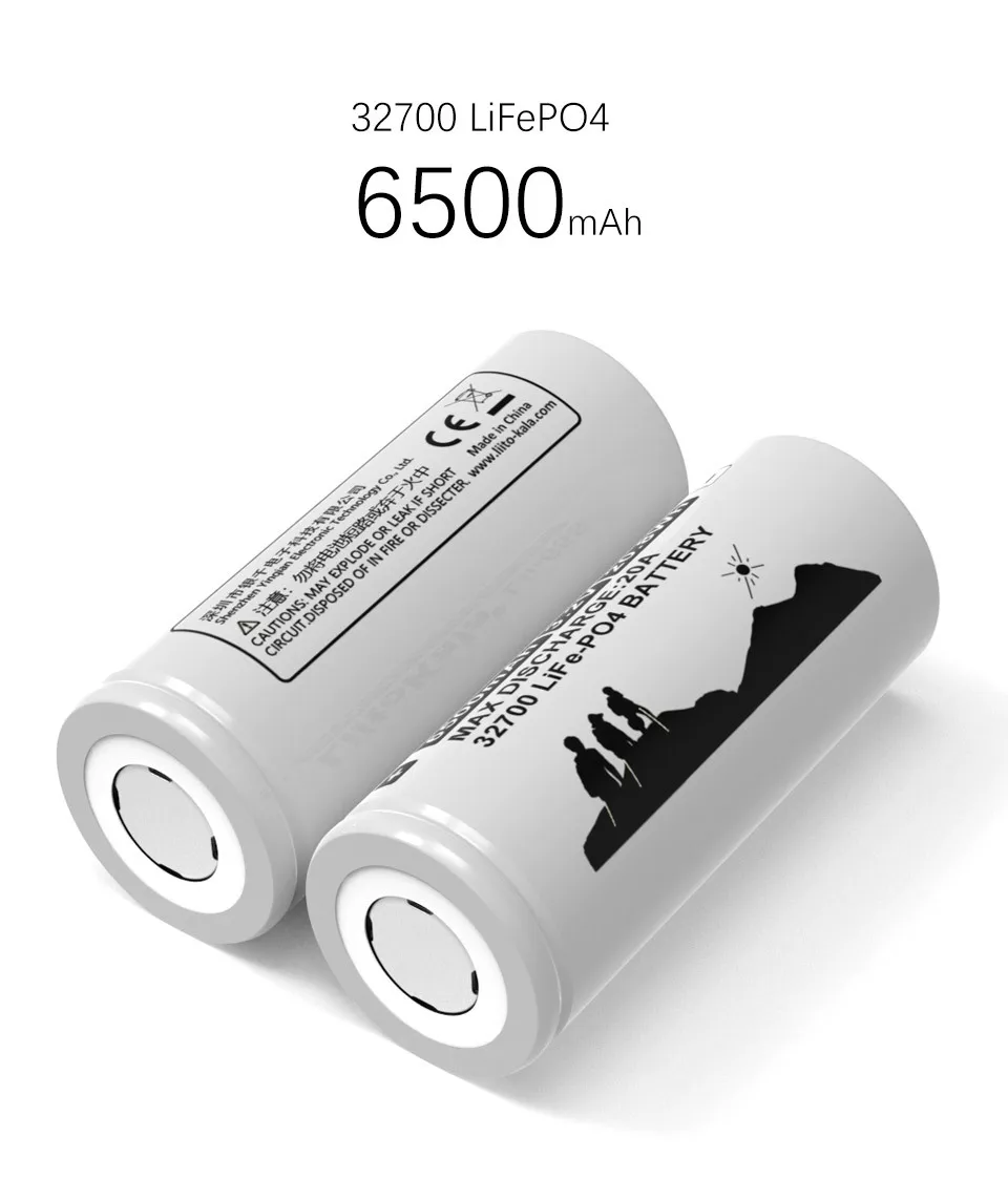 LiitoKala LII-65S 3.2V 32700 6500mAh LiFePO4 Bateria 35A Descarga Contínua Máxima 55A Baterias de Alta Potência