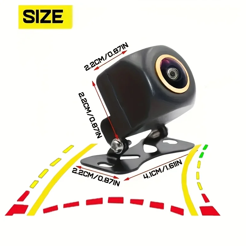 1080P HD Reverse Backup Camera with Smart Steering Guide Lines& Dynamic Trajectory Tracking,170° Fisheye Wide Angle Night Vision